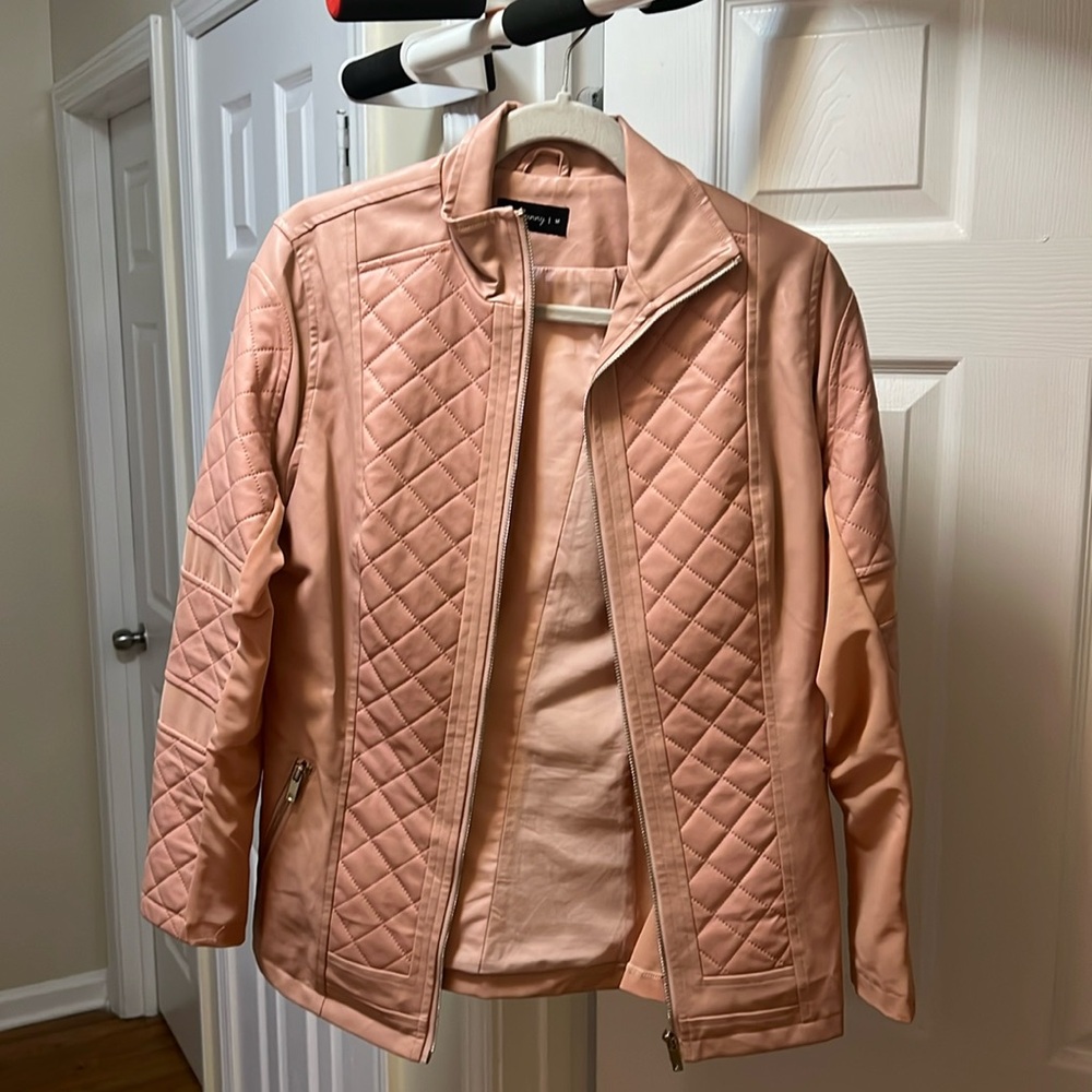 Lightly worn vegan leather jacket